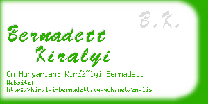 bernadett kiralyi business card